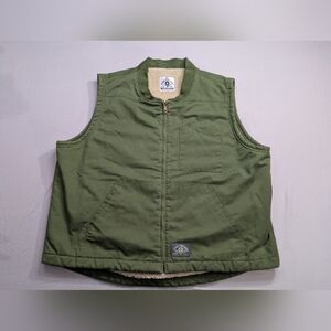 Zero Foxtrot Men’s 3XL Sherpa lined Canvas Full Zip Pocket Vest Military Green